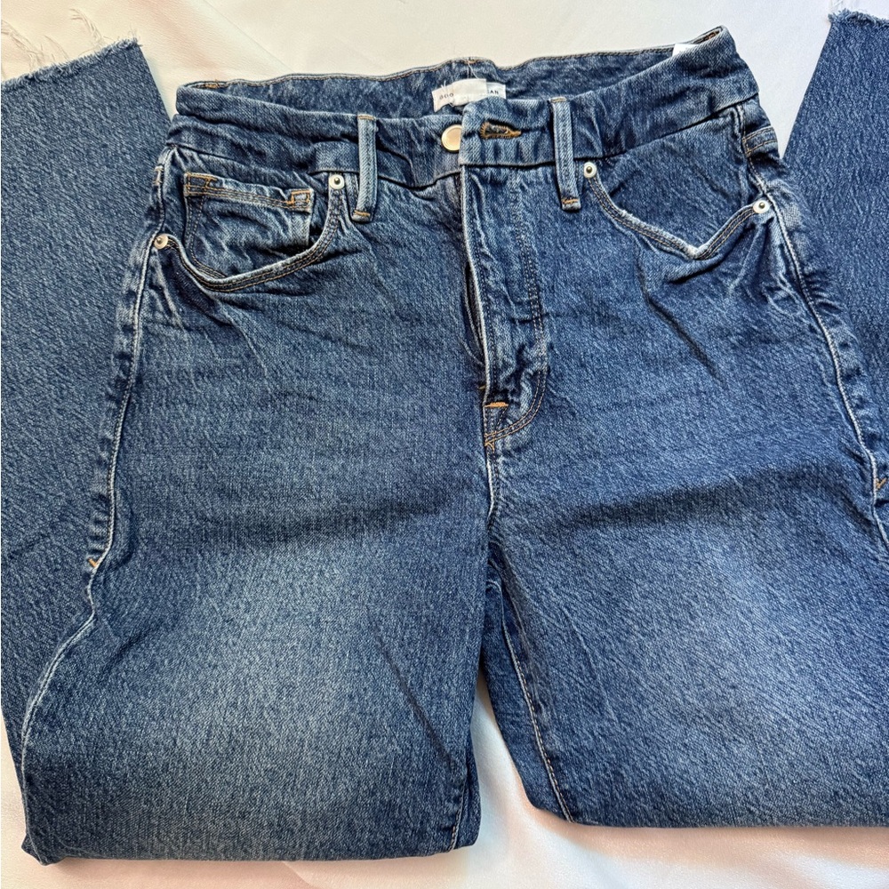 Good American Blue Straight Leg Jeans